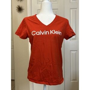 CalvinKlein Performan Women's Shirt Red Orange‎ Short Sleeve Crewneck Size Large